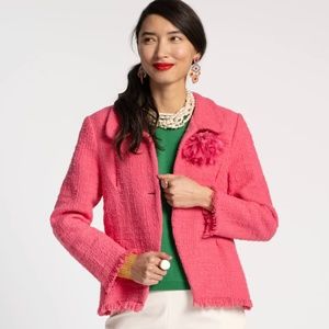 Frances Valentine Elle Fringe Blazer Boucle Pink